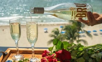 Room view with Champagne and Flowers